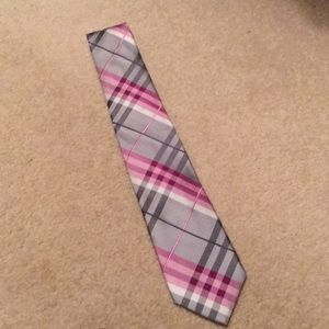 Pink and Grey Plaid Tie